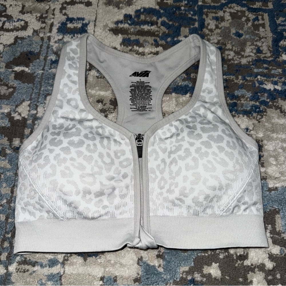 Avia Women's Light Gray Leopard Sports Bra